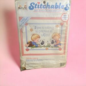 Dimensions Counted Cross Stitch Kit "Precious Children" 1992 VTG 10"X8" 72122